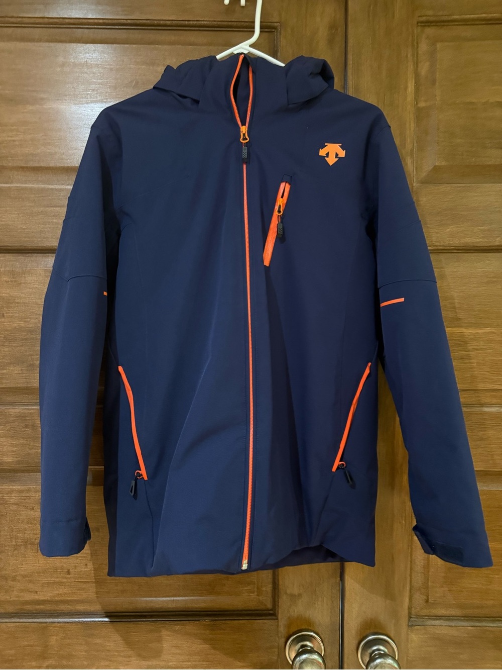 Descente Kids Navy Jacket with Bright Orange Trim